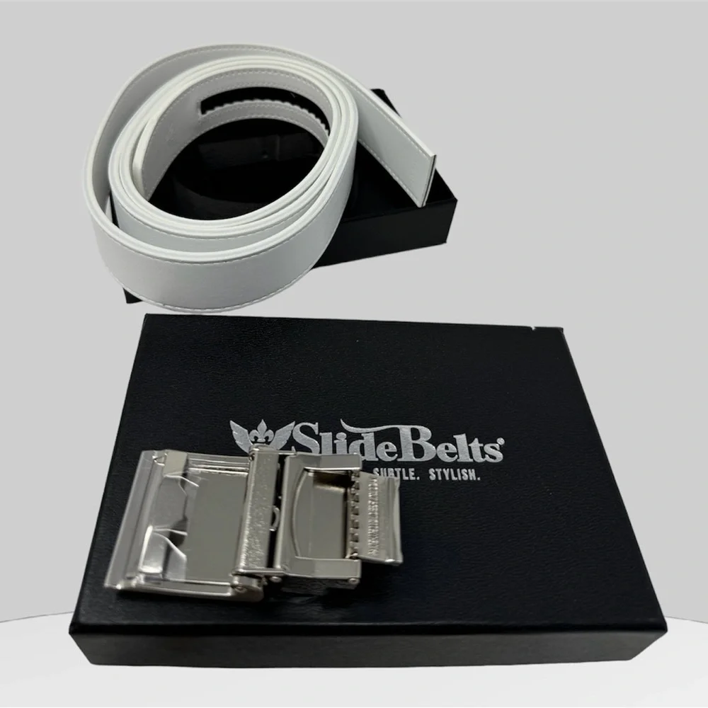 SlideBelts Classic White Belt (Simple,Subtle, Stylish)
